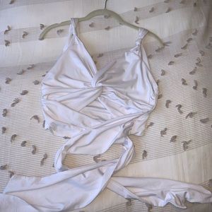 White wrap crop top